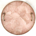 Rose Quartz Round Serving Tray with Brass Handles-0