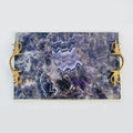Amethyst Serving Tray with Brass Handles-0