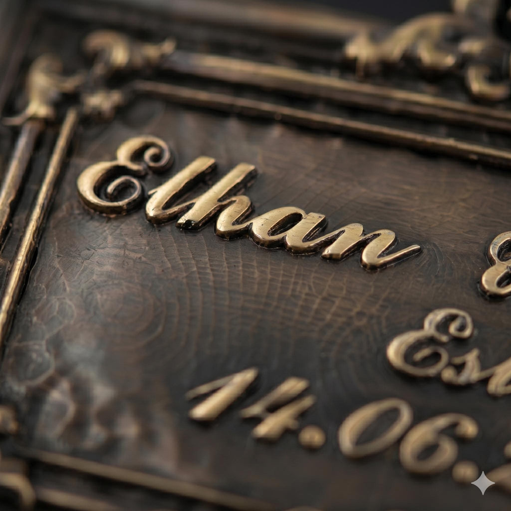 Personalized Wedding Plaque – Antique Brass Names & Date-3