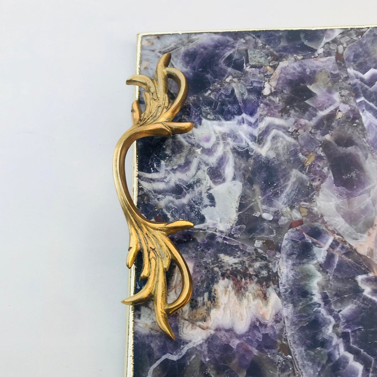 Amethyst Serving Tray with Brass Handles-1
