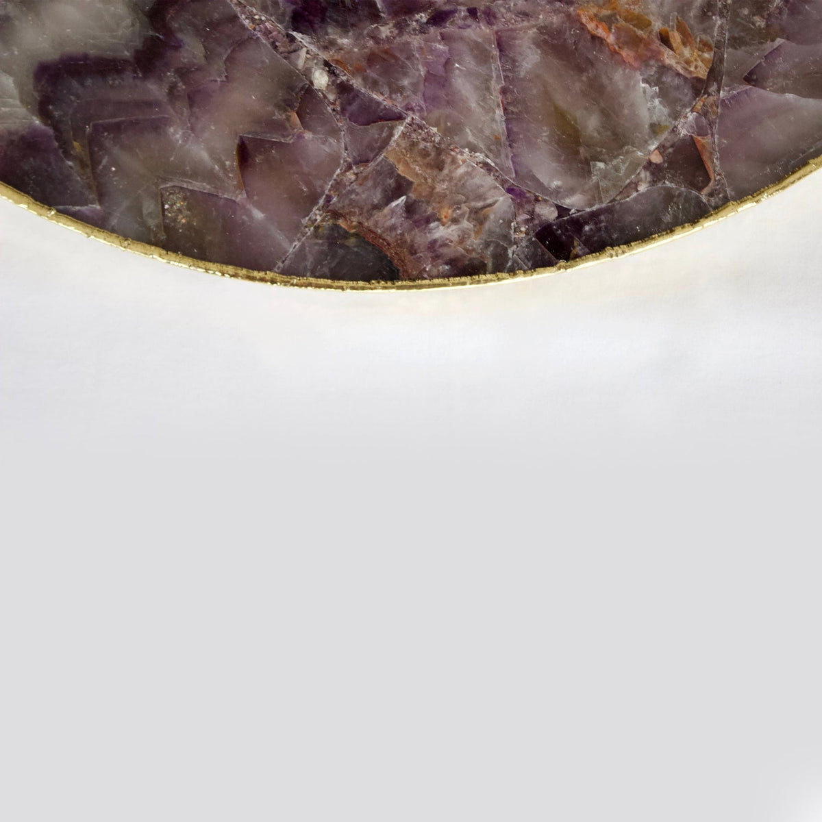 Amethyst Agate Round Serving Tray with Brass Handles