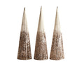 Set of 3 Champagne Glitter Christmas Trees – Elegant Table Decorations