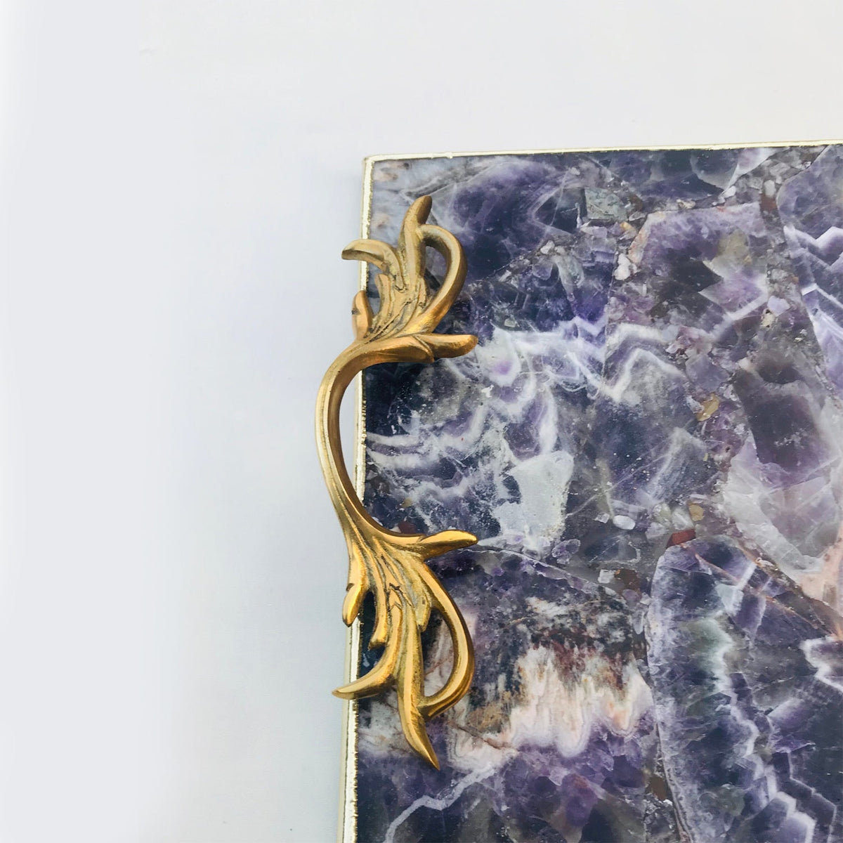 Amethyst Serving Tray with Brass Handles-2