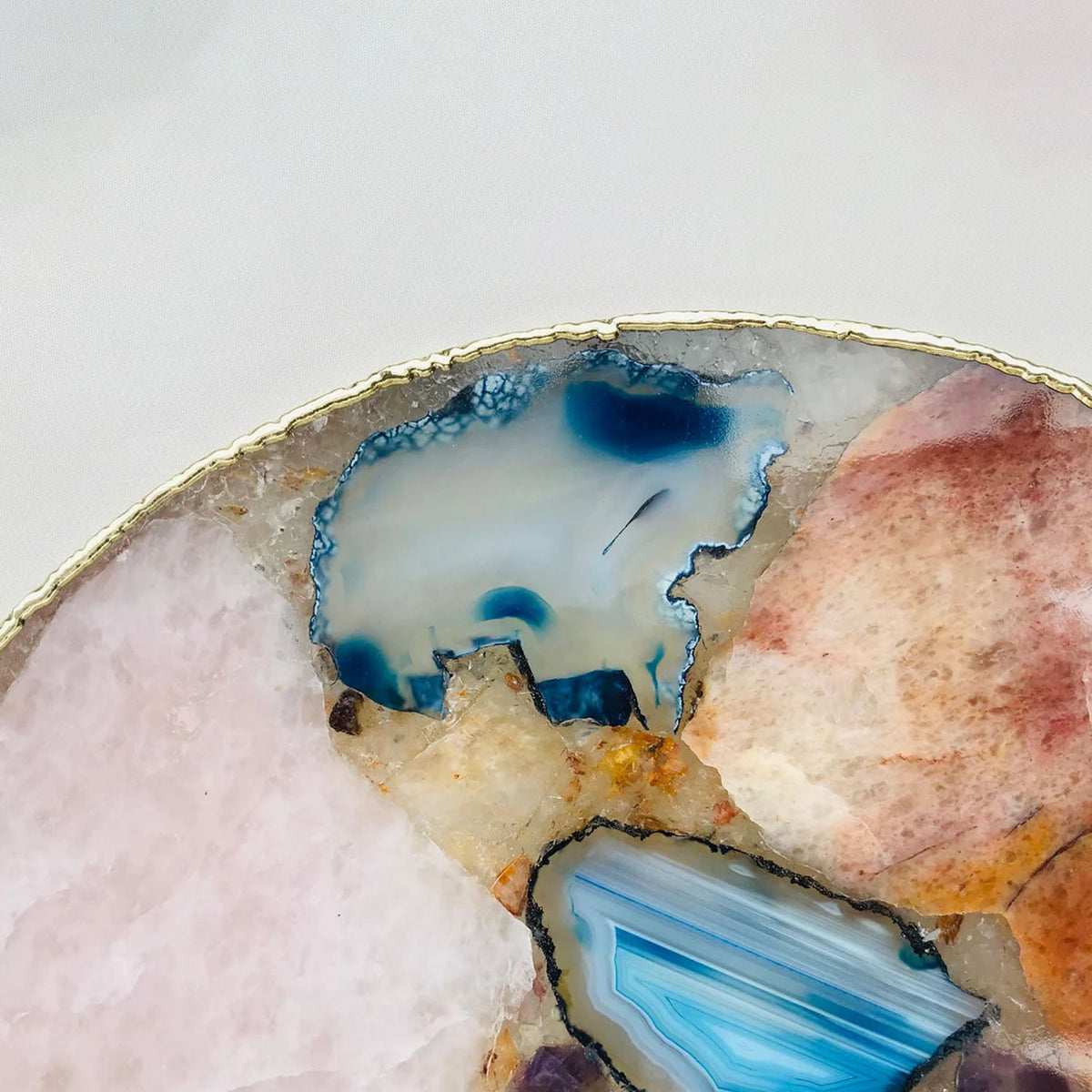 Large Multicolored 12" Diameter Agate Platter/Tray-3