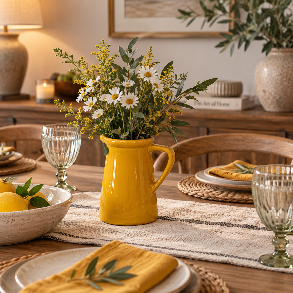 Burnt Yellow Ceramic Decorative Jug – 14cm