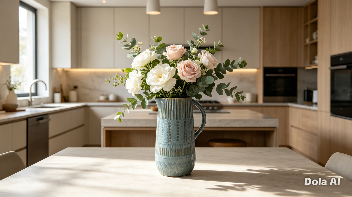 Rustic Blue Ceramic Jug for Floral and Home Decor