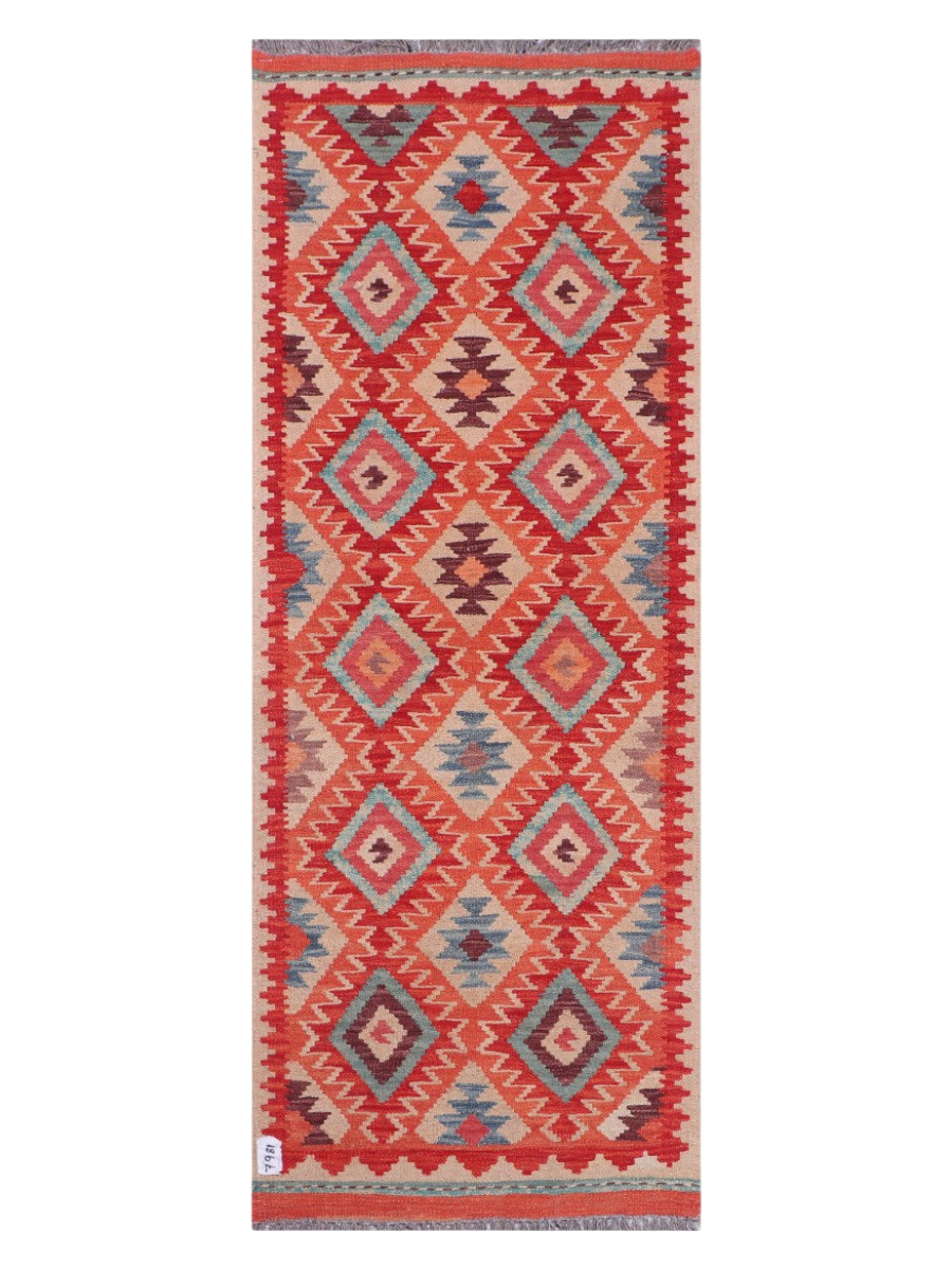 Maimana Kilim Runner - 196 × 74 cm (6'5" x 2'5")-0