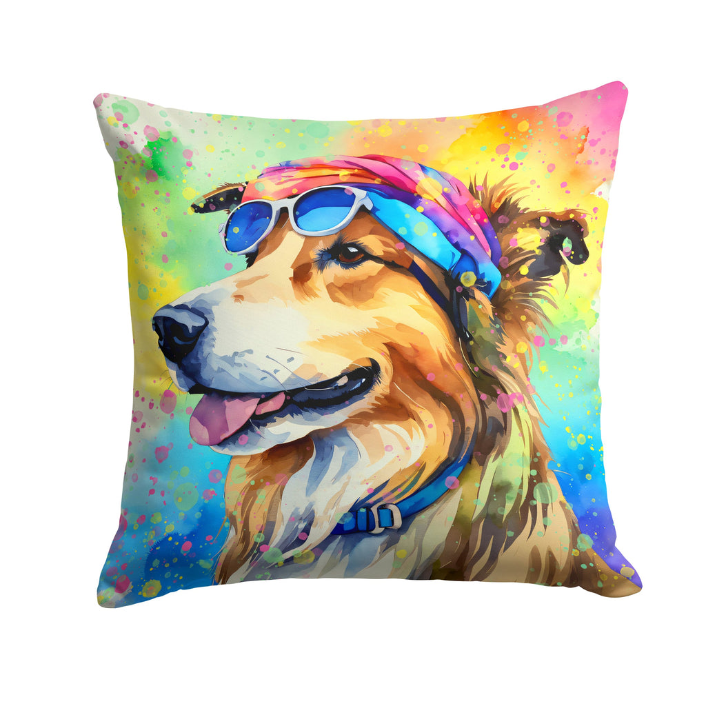Collie Hippie Dawg Throw Pillow-0