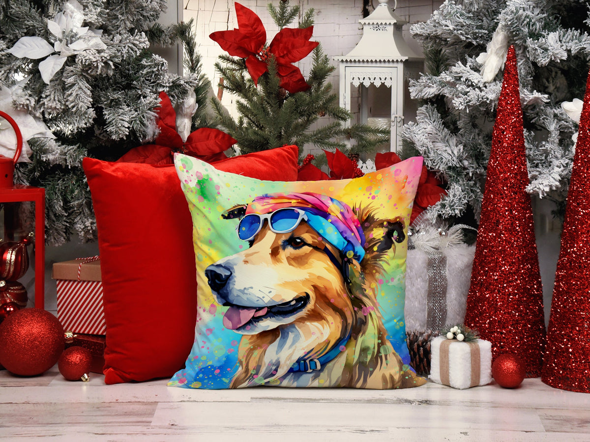 Collie Hippie Dawg Throw Pillow-1
