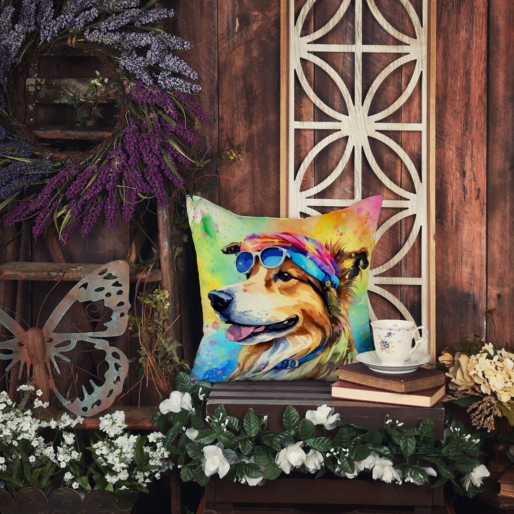 Collie Hippie Dawg Throw Pillow-2