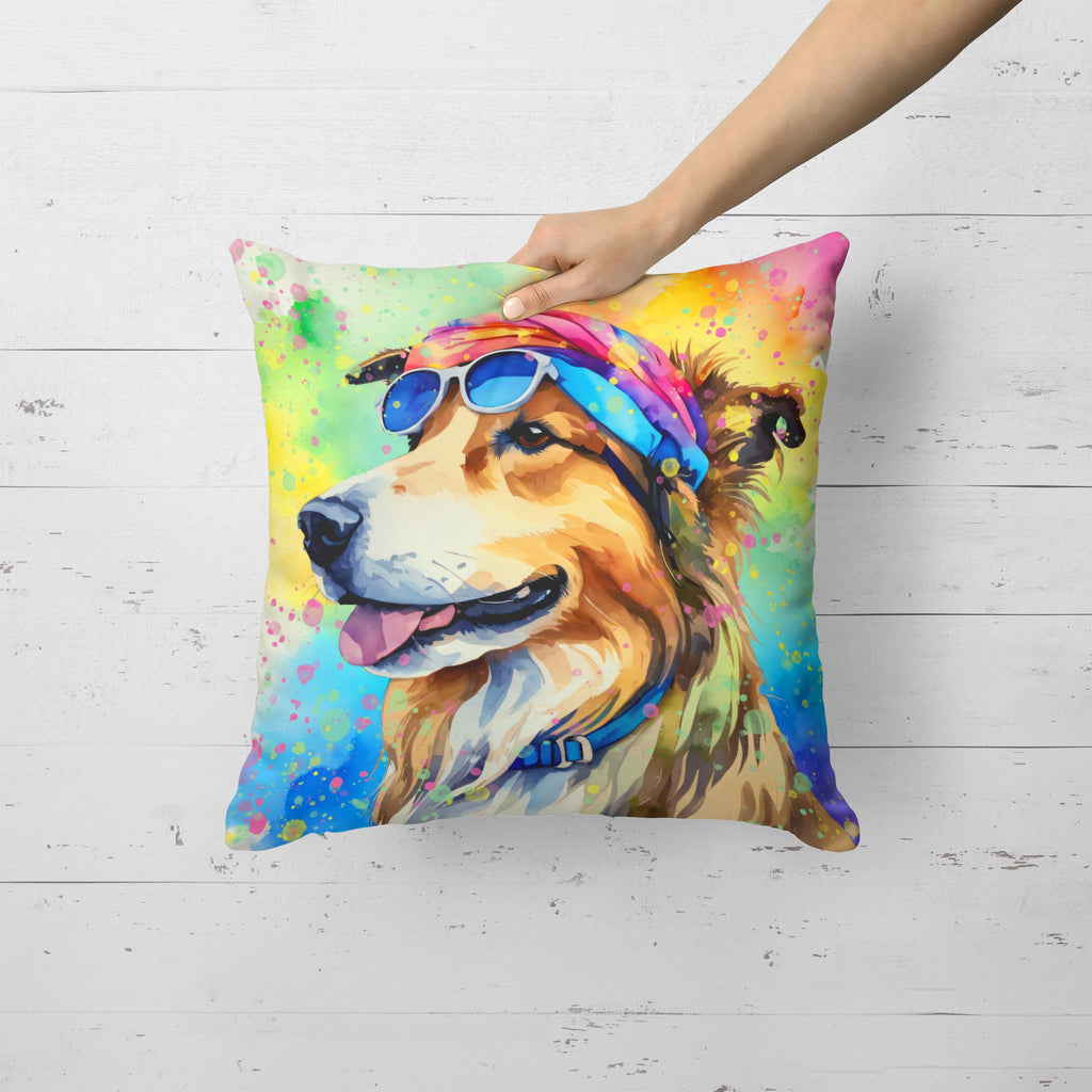 Collie Hippie Dawg Throw Pillow-3