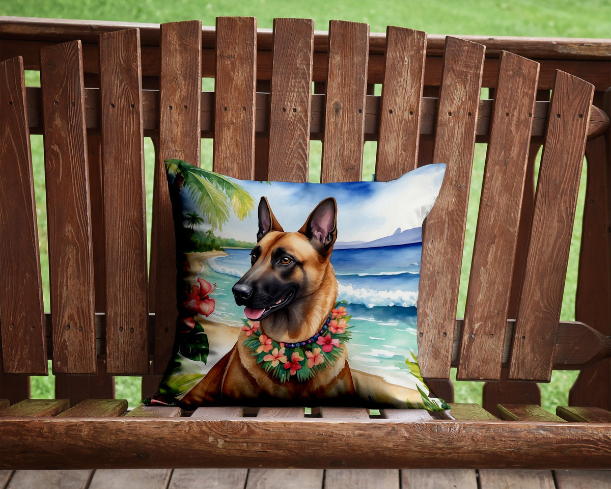 Belgian Malinois Luau Throw Pillow-1