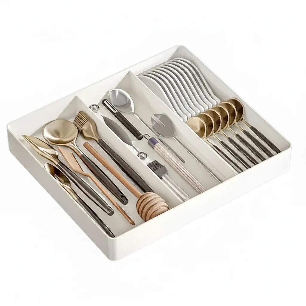 Expandable kitchen drawer organizer Kitchen Tray with 3 Compartments-0