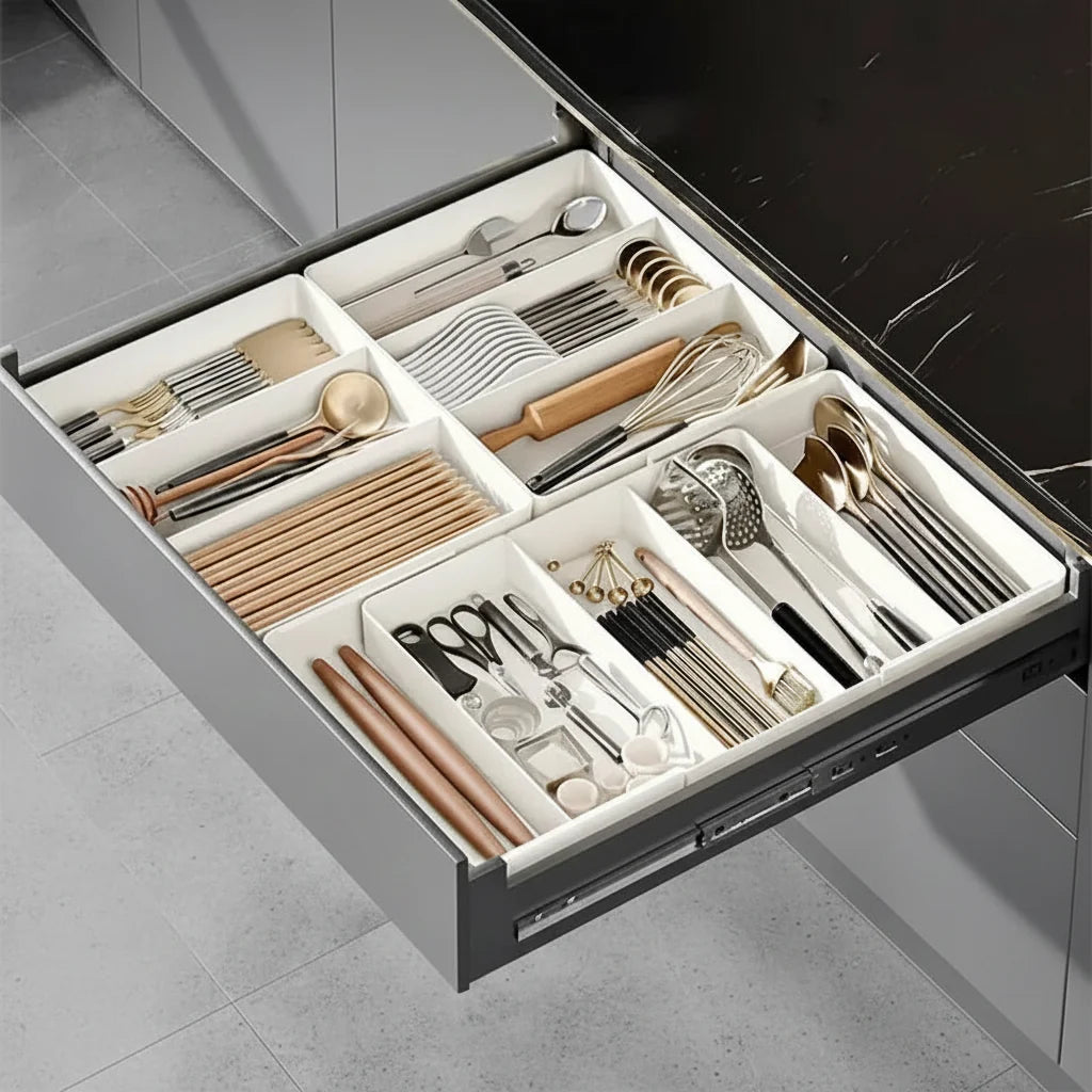 Expandable kitchen drawer organizer Kitchen Tray with 3 Compartments-1