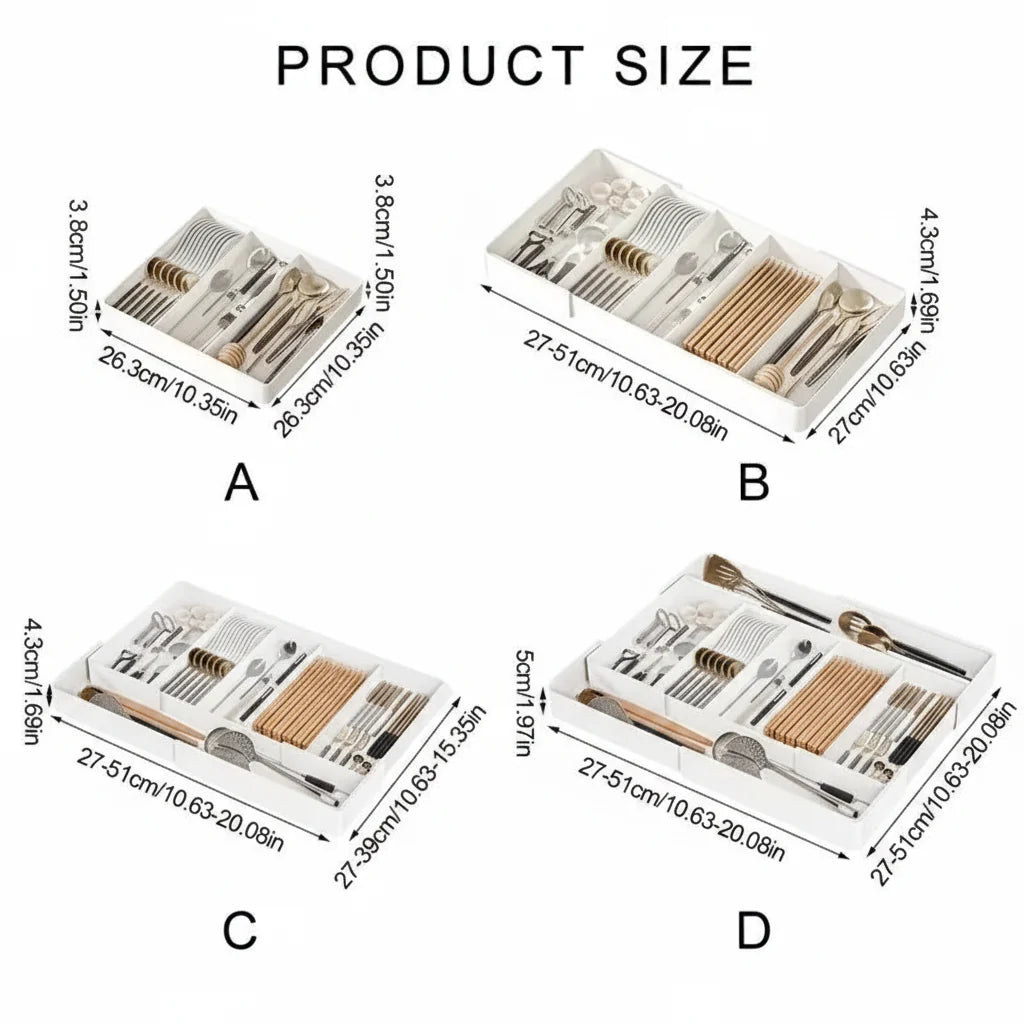 Expandable kitchen drawer organizer Kitchen Tray with 3 Compartments-4