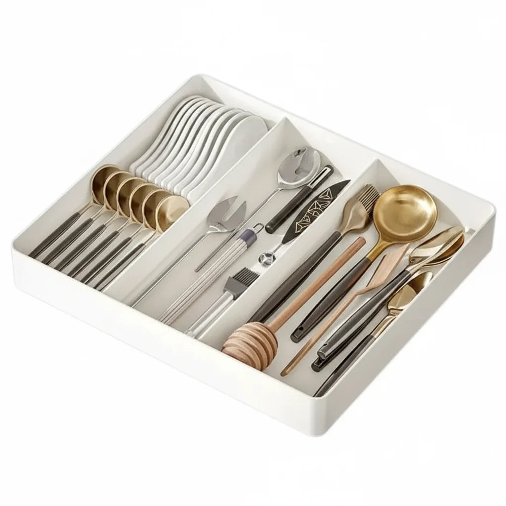 Expandable kitchen drawer organizer Kitchen Tray with 3 Compartments-5