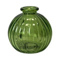 Emerald Green Ribbed Glass Round Vase