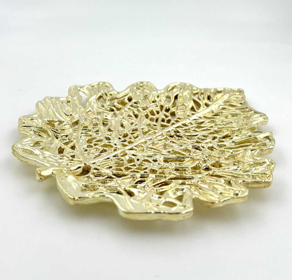 Skeletal Leaf Tray - Decorative Metal Tray | Centerpiece | Home Accent | Gold, Silver or Antique Finish-4