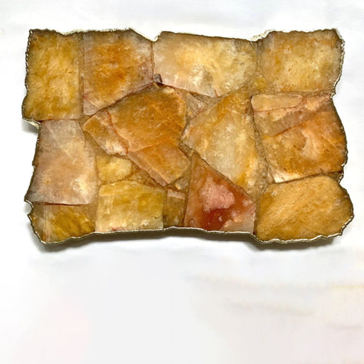 Large Golden Brown Agate Cheese Platter/Tray 10"x15"-0