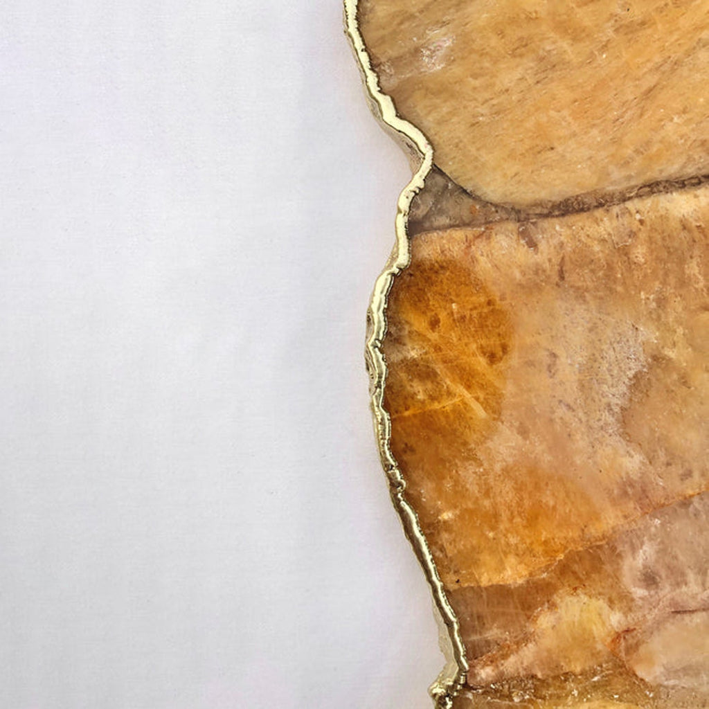 Large Golden Brown Agate Cheese Platter/Tray 10"x15"-1