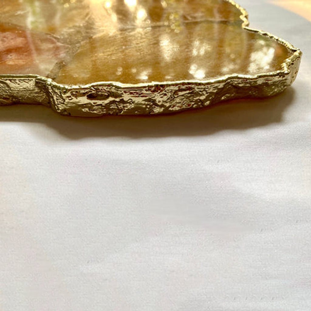 Large Golden Brown Agate Cheese Platter/Tray 10"x15"-2