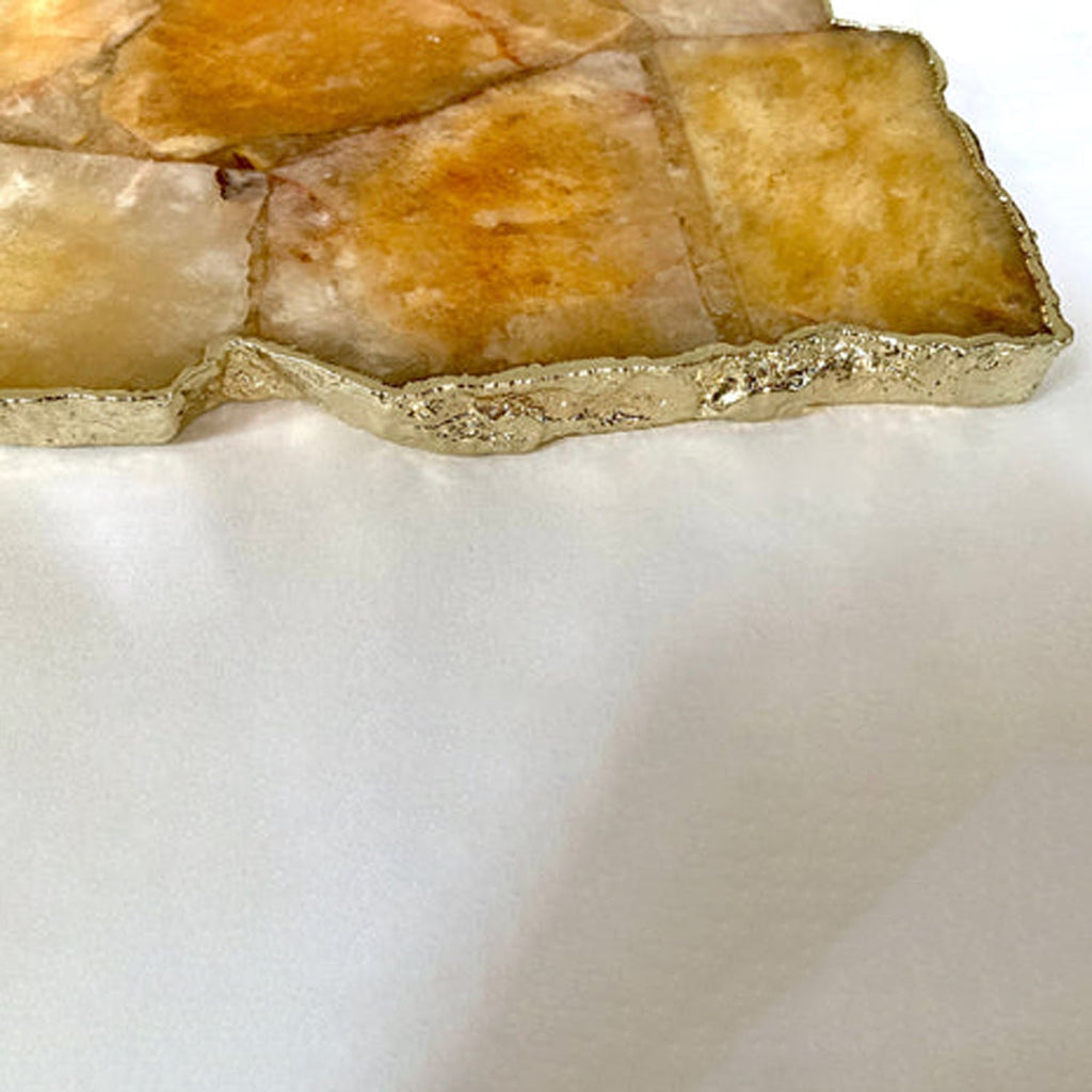 Large Golden Brown Agate Cheese Platter/Tray 10"x15"-3