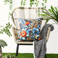 Water & Stain Resistant Floral Outdoor Cushion Cover 45x45cm Garden Décor - Design 2 (Blue)