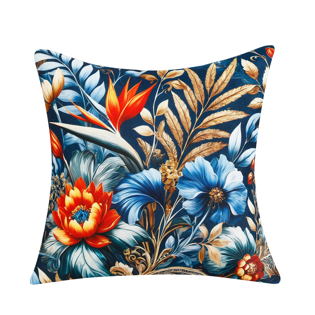Water & Stain Resistant Floral Outdoor Cushion Cover 45x45cm Garden Décor - Design 2 (Blue)