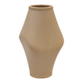 Modern Tan Sculptural Ribbed Vase.