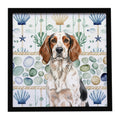 Tricolor English Setter Coastal Sea Glass Framed Metal Print-0