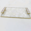 White Crystal Agate Serving Tray with Clear Quartz Handles-0