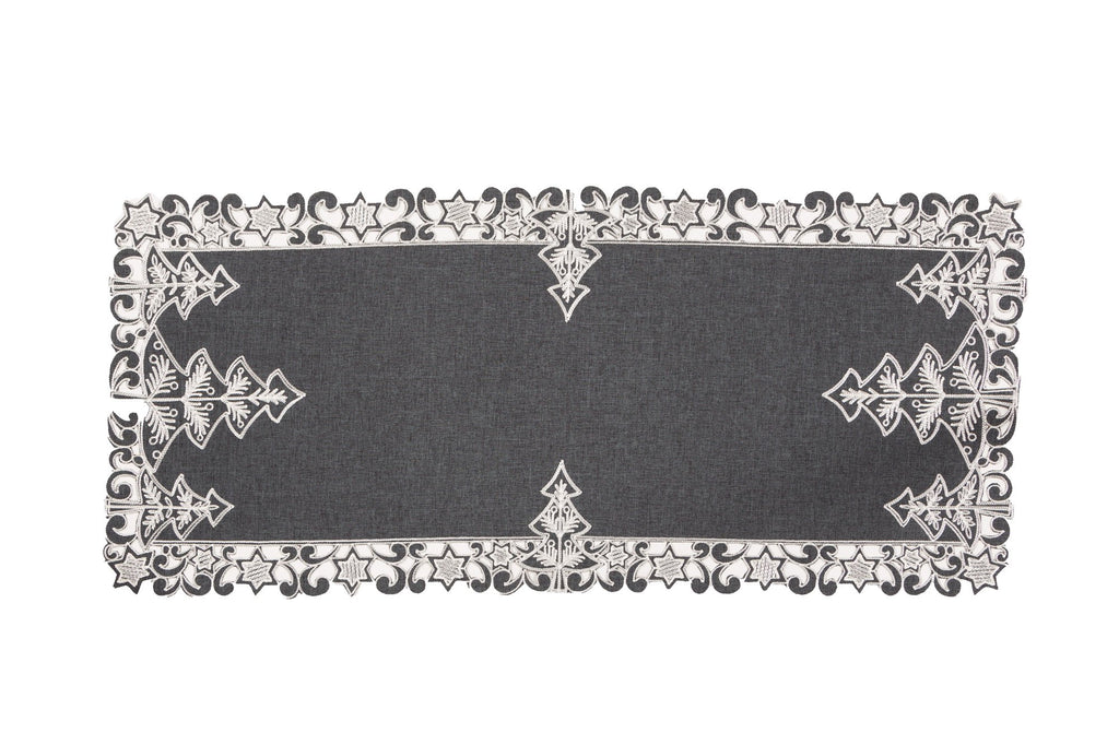 Decorative Black & White Christmas Table Runner – Elegant Ornamental Design