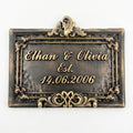 Personalized Wedding Plaque – Antique Brass Names & Date-0