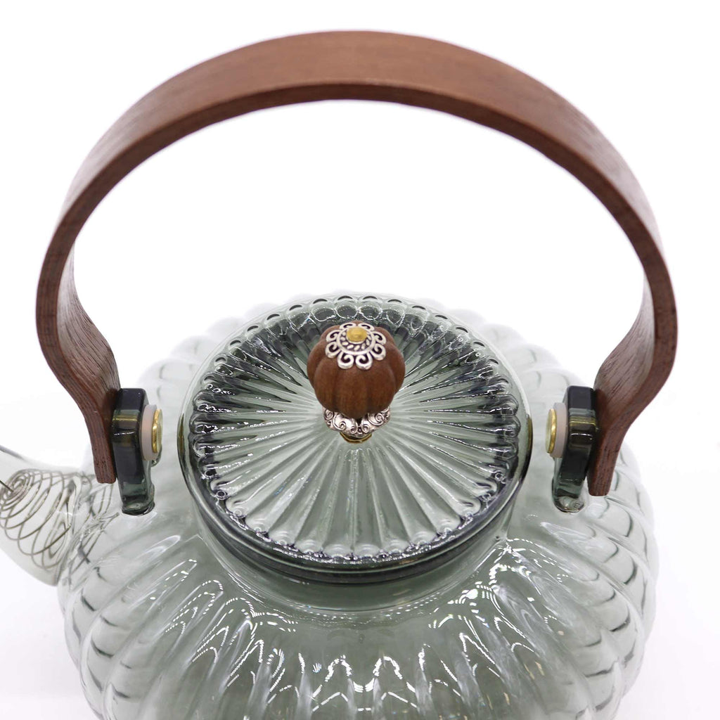 Glass Infuser Teapot - Charcoal Ribbed Pearl