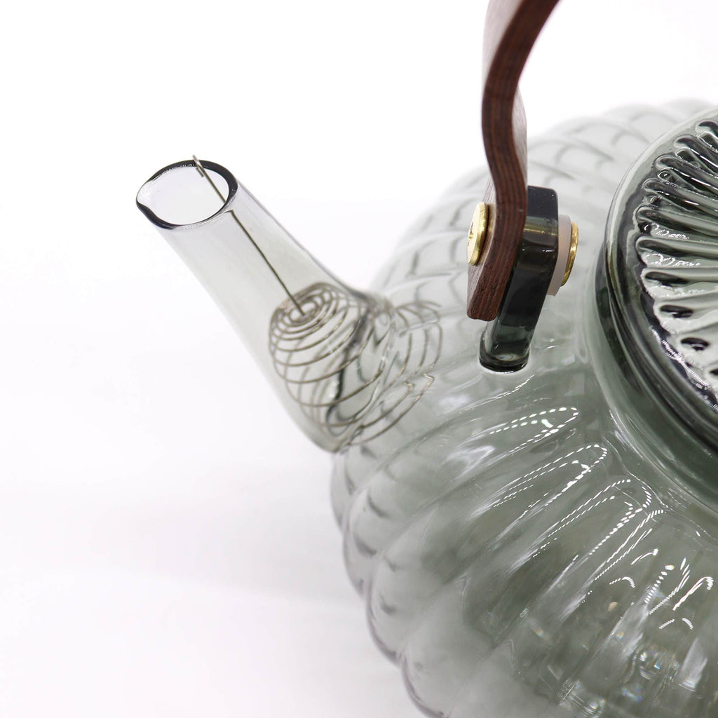 Glass Infuser Teapot - Charcoal Ribbed Pearl