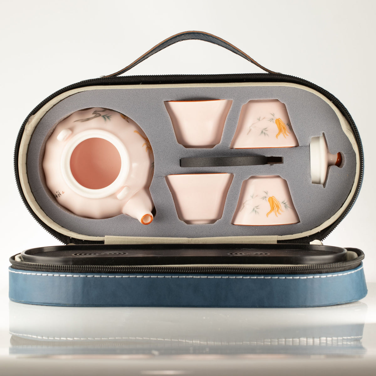 Elegant Ceramic Tea Set with Cups & Luxury Carry Case