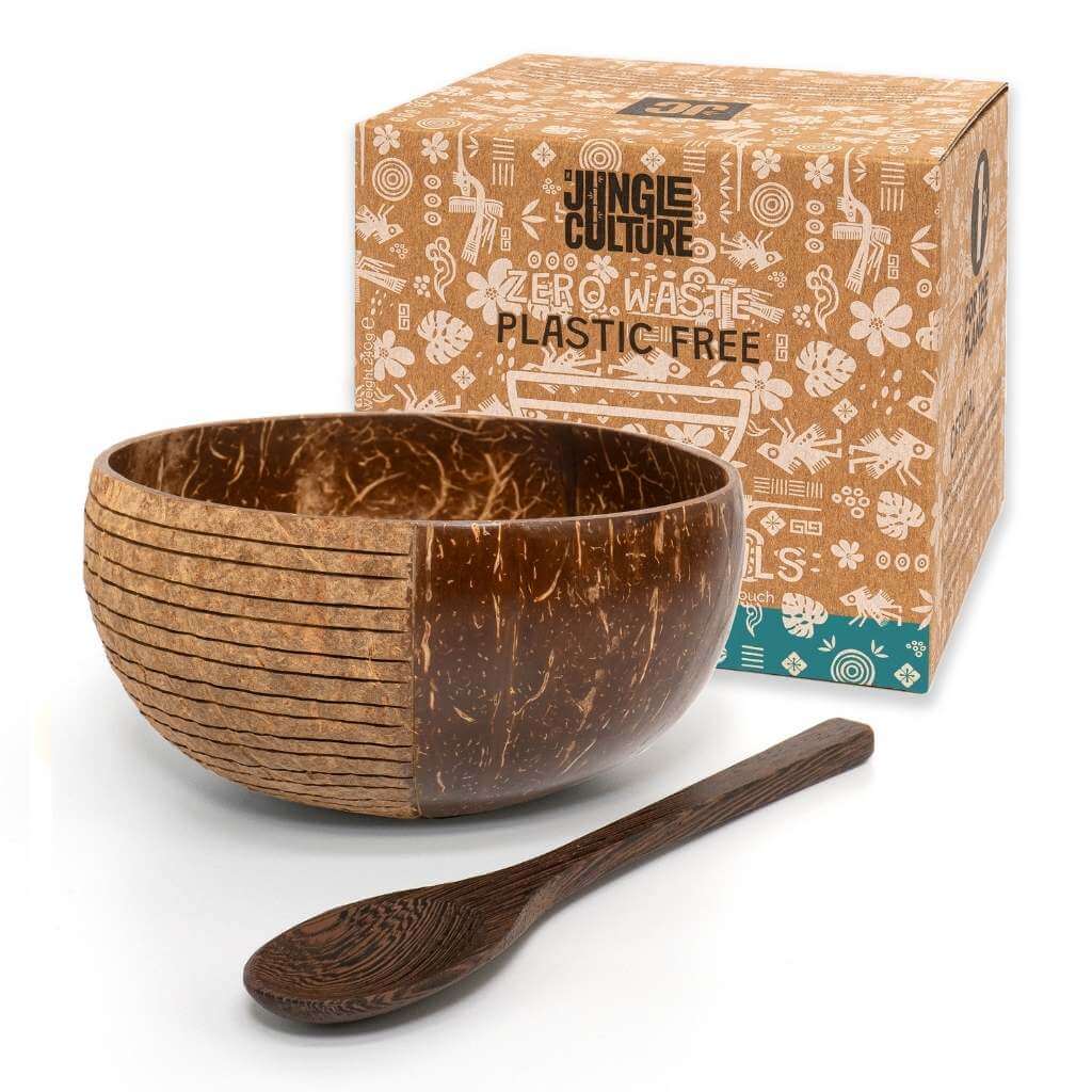 Natural Coconut Bowl & Spoon Set -
Handcrafted Eco Homeware