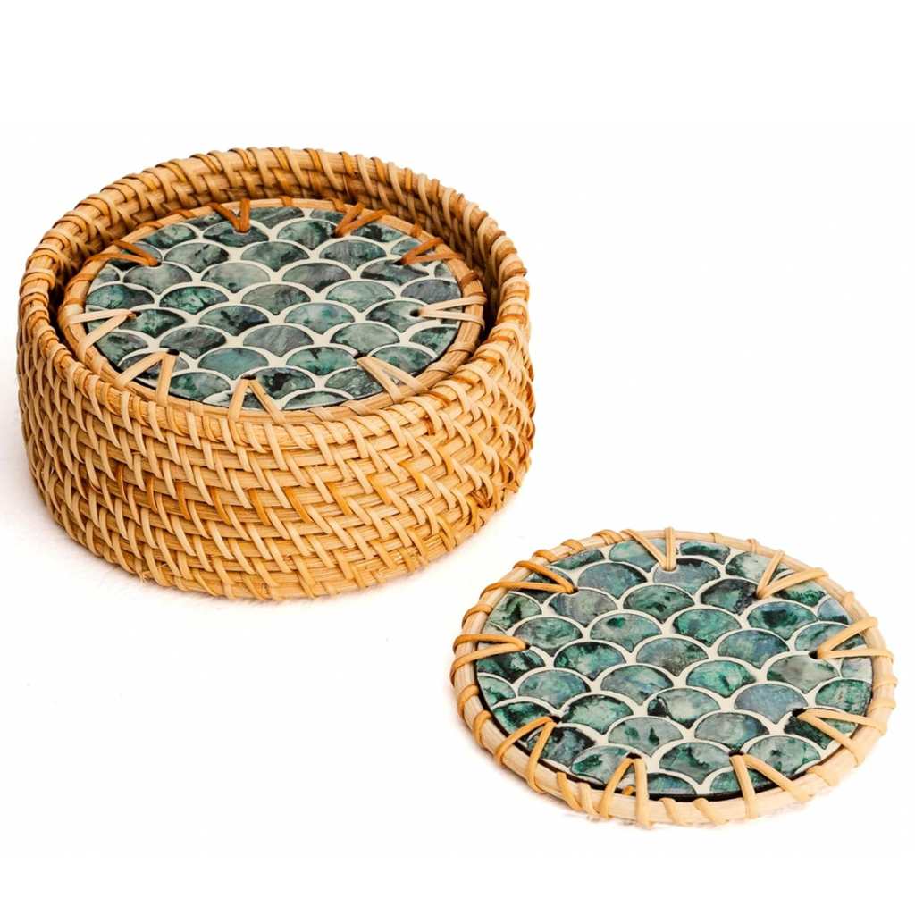 Handcrafted Rattan Coaster – Coastal Boho Collection