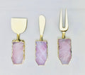Set of 3 Rose Quartz Cheese Knives/Spreaders-0