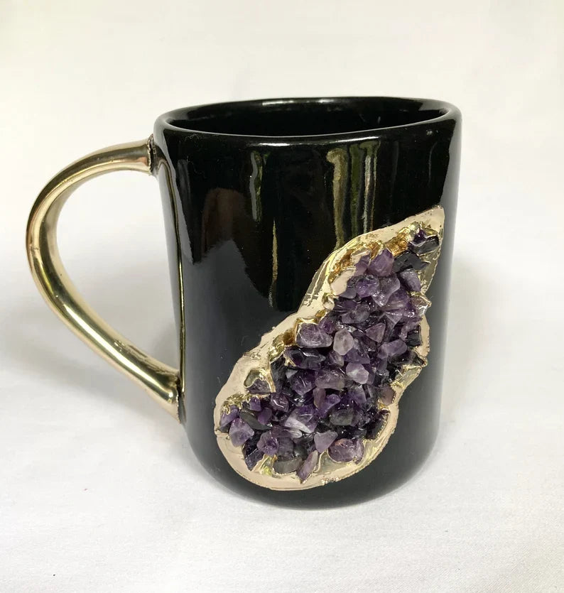 Wave - Set of 2 Black Ceramic Mugs-5