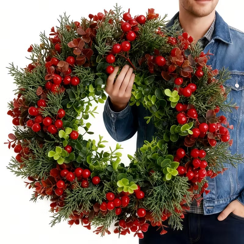 Luxury Christmas Wreath Red Berries Pine Cones