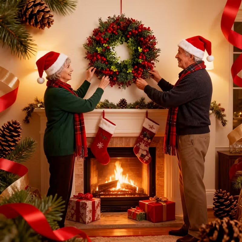 Luxury Christmas Wreath Red Berries Pine Cones