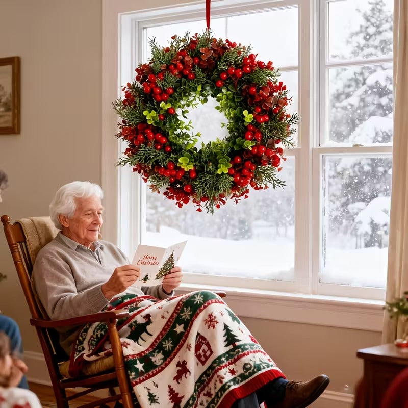 Luxury Christmas Wreath Red Berries Pine Cones