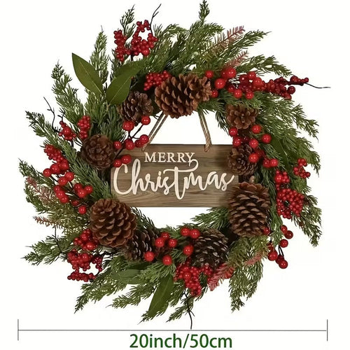 Farmhouse Christmas Wreath with Pine Cones & Berries