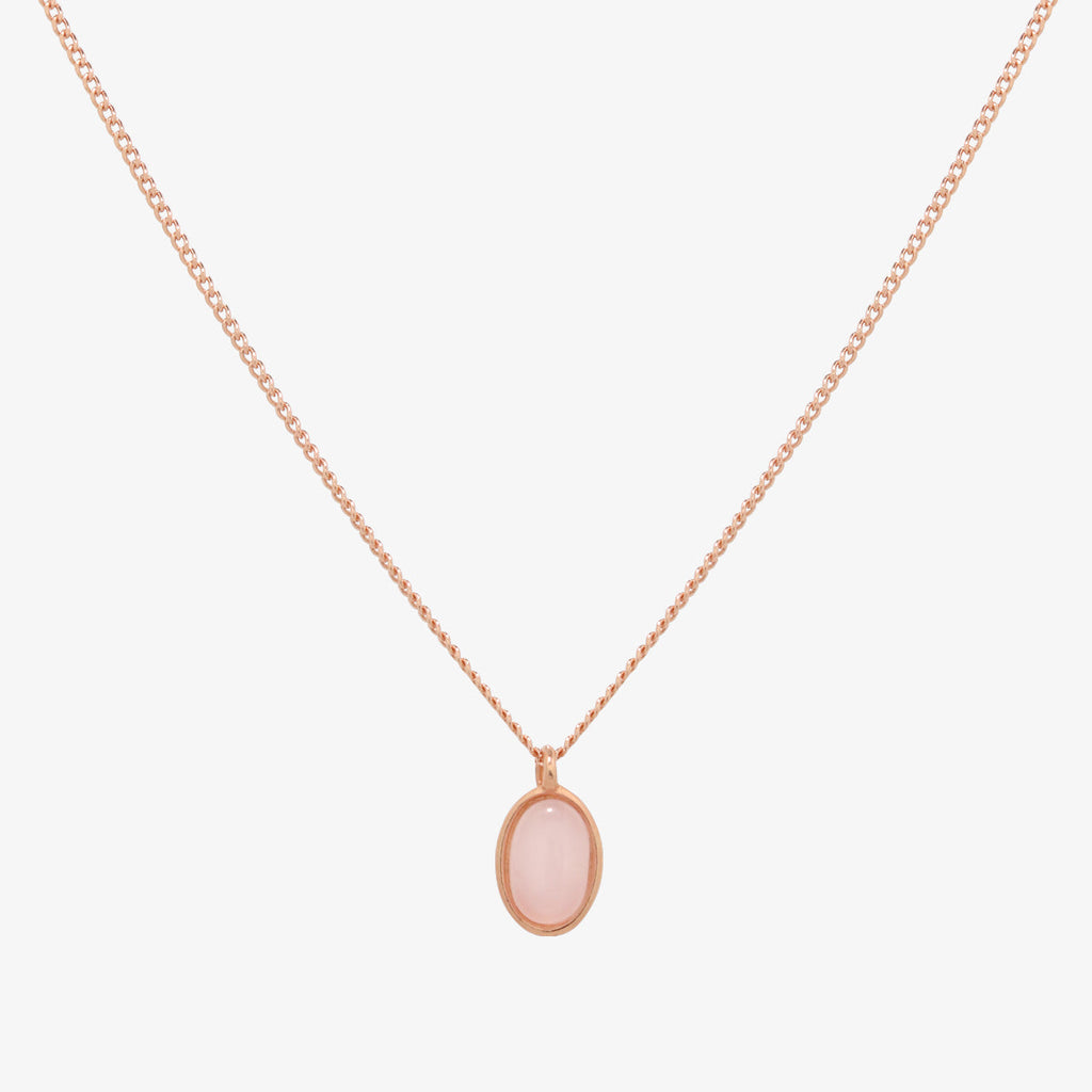 Gemstone oval pendant necklace-4