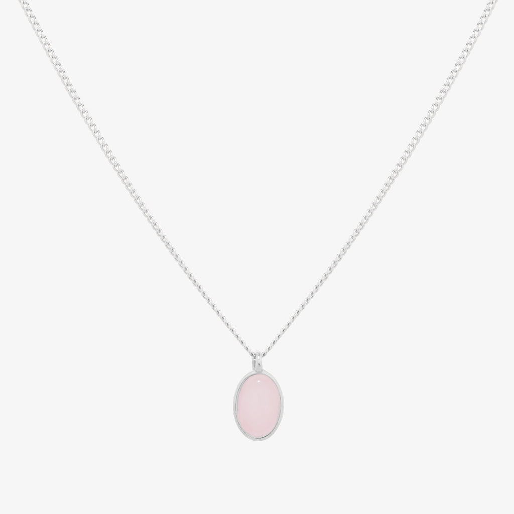 Gemstone oval pendant necklace-2