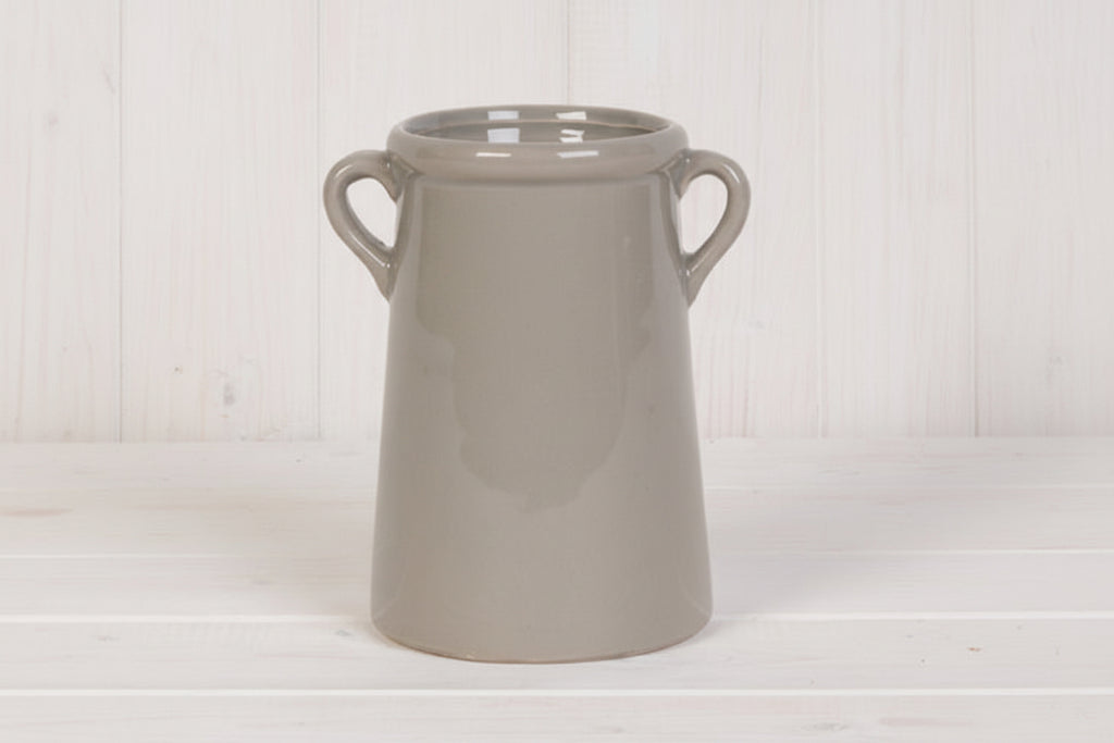 Grey Ceramic Vase with Handles – 14cm