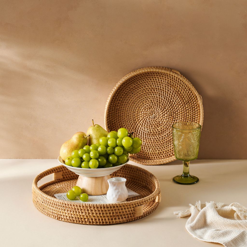 Blue Bamboo Serving Bowl – Elegant Fruit & Salad Bowl
