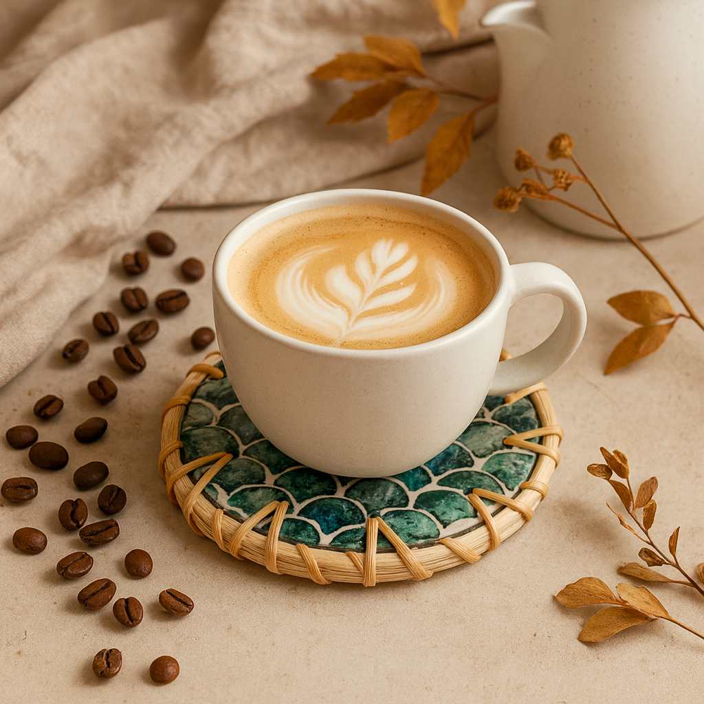Handcrafted Rattan Coaster – Coastal Boho Collection