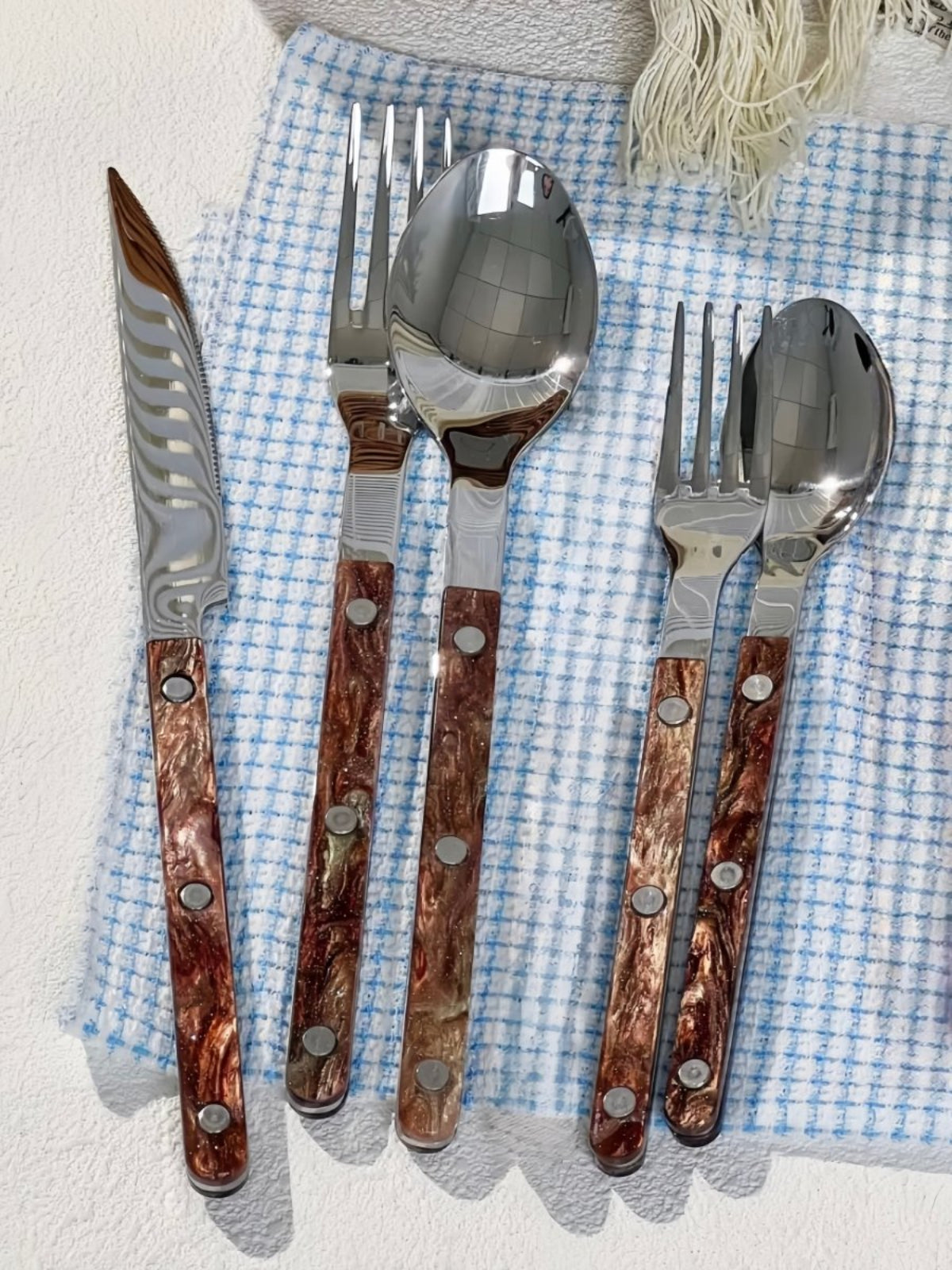 Modern Nebula Cutlery, Bistrot Style Rivet Flatware Set